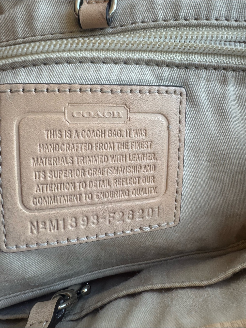 Coach Pink Signature Canvas Tote with Tan Trim - Picture 4 of 14